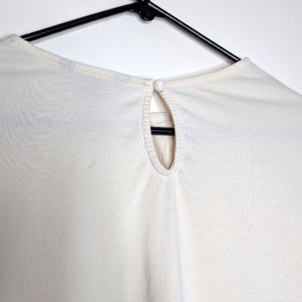 Banana Republic Off White Crotchet Balloon Sleeve Peasant Blouse Size Medium - Picture 12 of 16